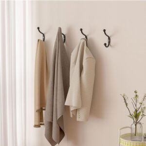 Wall Hooks for Hanging Coats - Coat Hooks Wall Mount, Black Hooks for Hanging Heavy Duty, Screw in Coat Hanger for Towel, Clothes, Backpack, Purse, Bag, Robe, Key, Hat Hooks for Wall, Closet Hooks