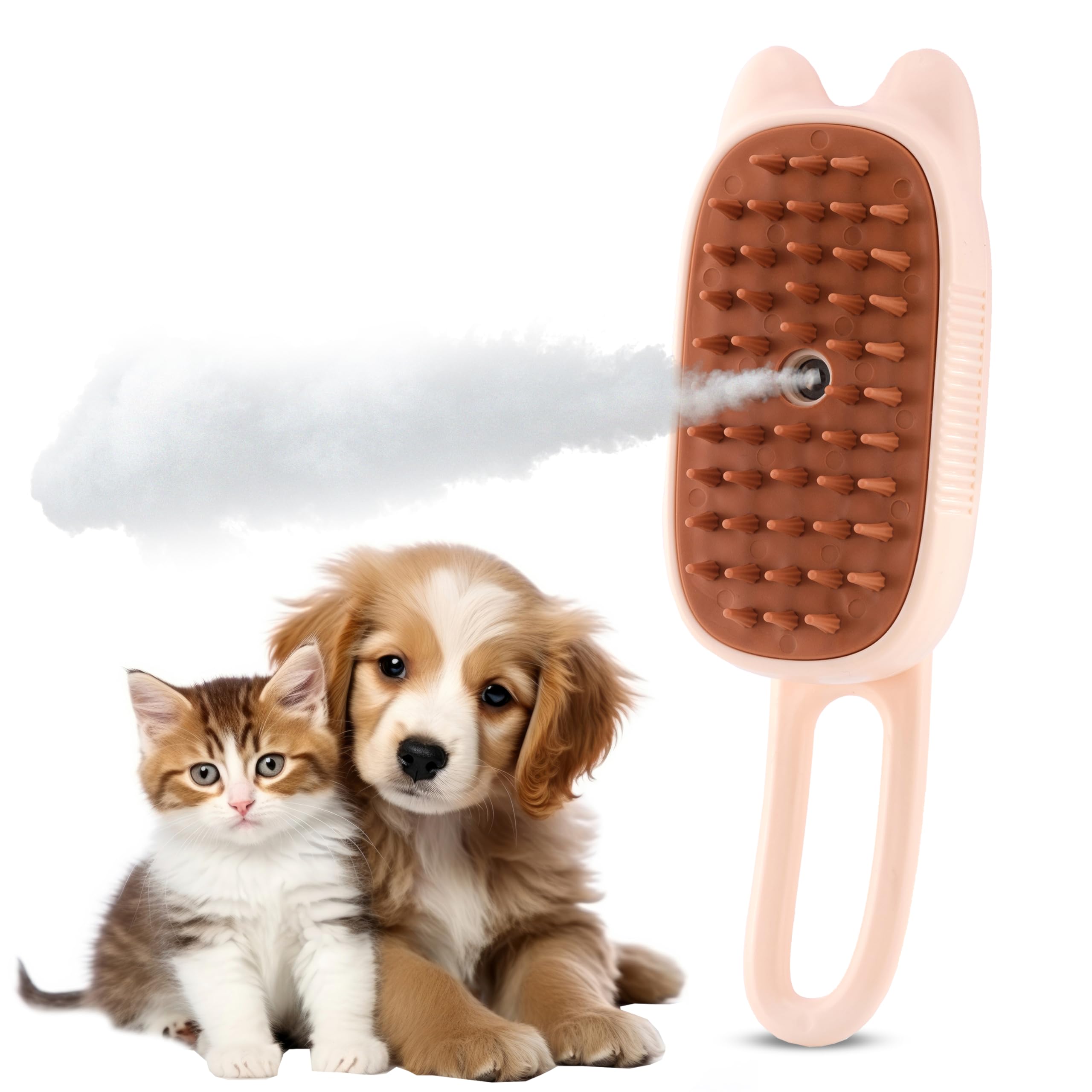 Cat Steam Brush - 2024 New Rechargeable 3-in-1 Hair Comb Self-Cleaning Pet Grooming Tool for Long and Short Hair Cats and Dogs, with Steamy Massage Shedding Relief