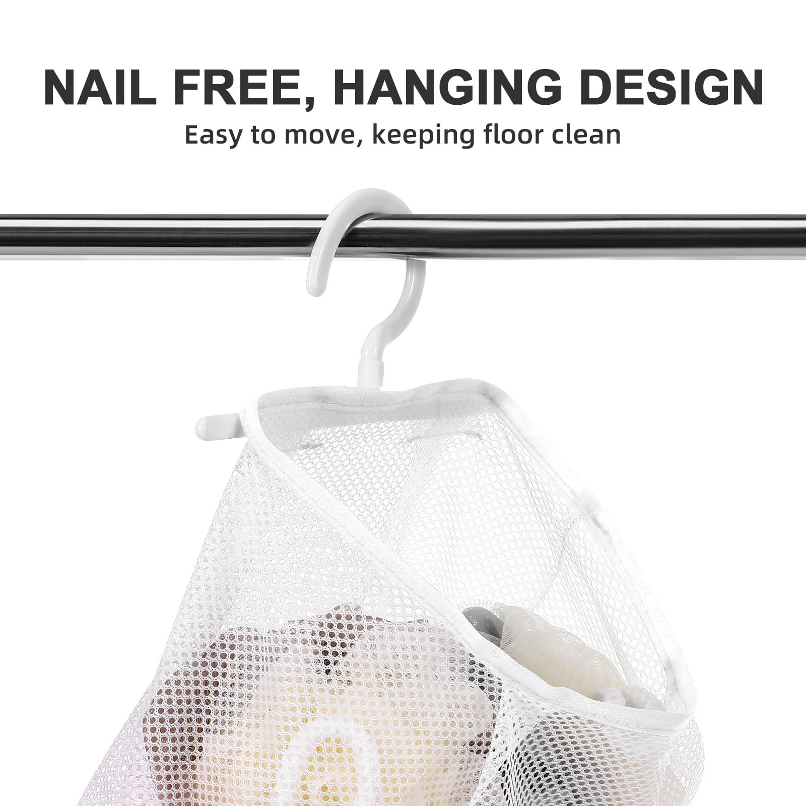 PartyKindom Hanging Mesh Clip Bag for Storage, Bathroom Laundry Bag, Multi-functional Mesh Clothespin Bag, Kitchen Storage Holder Bag, Fruit Vegetable Holder Pouch