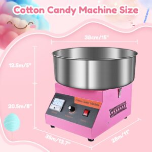 Cotton Candy Machine Commercial, 1000W Efficiently Cotton Candy Maker Machine with Stainless Steel Bowl, Sugar Scoop, Easy & Safe to Use, Candy Floss Maker for Kids, Home, Party, Birthday, Festival