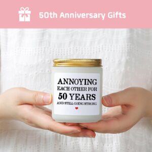 50th Anniversary Wedding Gifts for Couple, Golden 50th Anniversary Wedding Gifts for Parents Grandparents Wife Husband, 50th Wedding Anniversary Decorations, 50 Anniversary Candles (Lavender Scented)