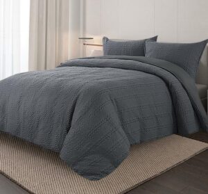 lxztayuk 128x120 extra large king size waffle duvet cover, microfiber duvet cover 3 piece set, king size gray duvet cover, bohemian style duvet cover, (128"x120")