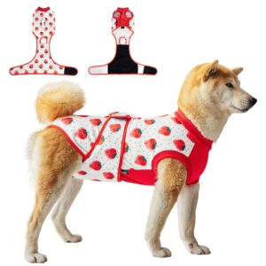 v.pet.b.r dog surgery recovery suit,female male dog onesie for spay neuter,substitute e-collar & cone,anti-licking breathable onesie for small medium large dogs,strawberry m