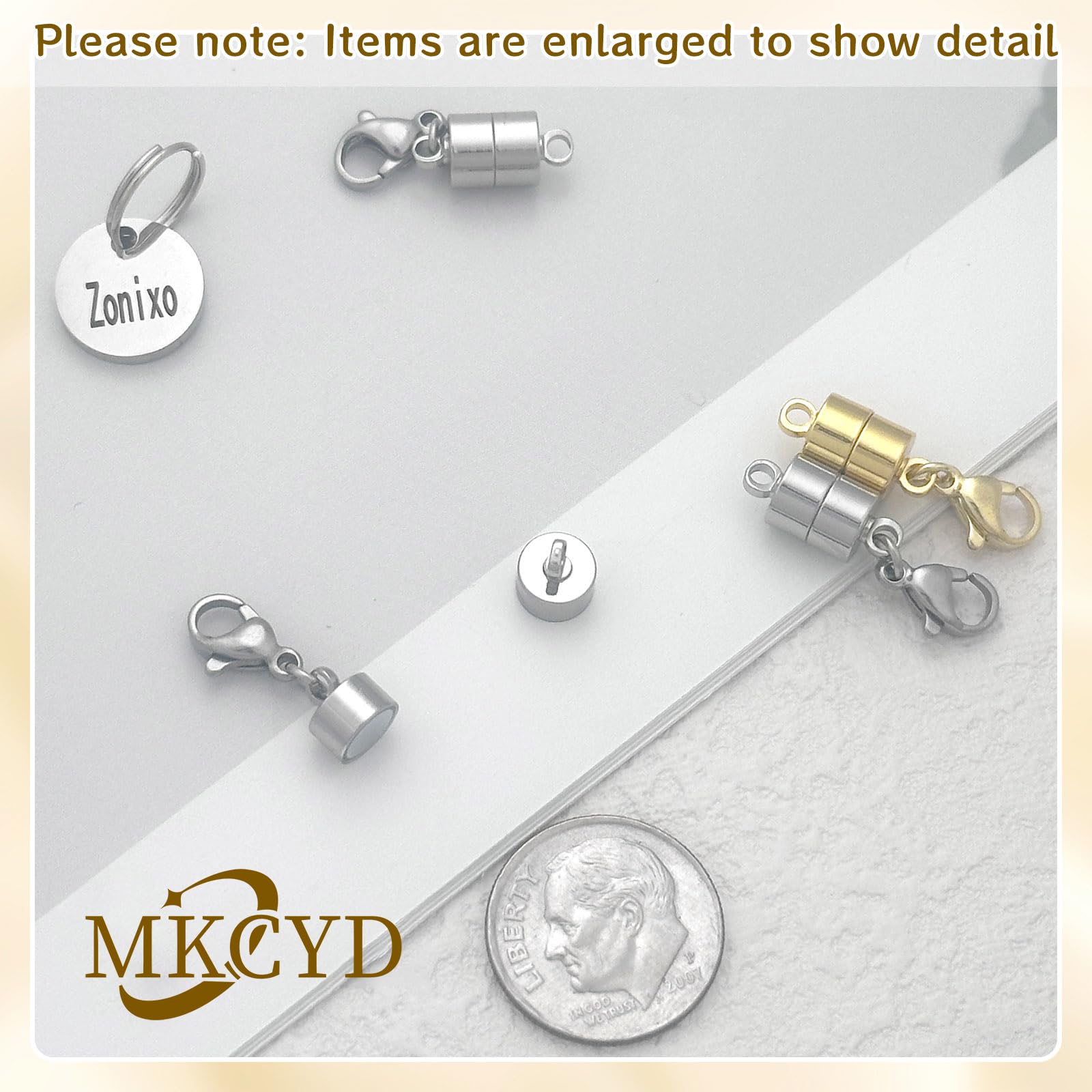 MKCYD Magnetic Necklace Clasps with Lobster Clasp,14K Gold and Silver Magnetic Jewelry Clasps for Necklaces Extender Magnetic Clasp Bracelet Closures