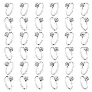 naler bridal shower rings 36 packs silver diamond engagement rings for wedding table decorations, party favors