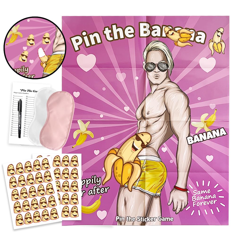 Bridal Shower Bachelorette Party Games Naughty, Pin The Sticker on The Hunk Games Bridal Shower Engagement Bachelorette Wedding Shower Funny Ice Breaker Games - 56 Guests