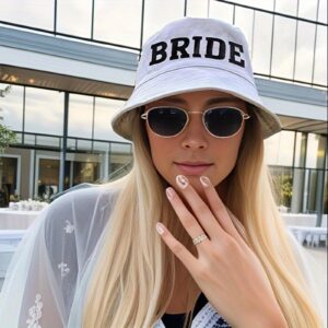 2PCS Bride Groom Bucket Hats Bachelor Bachelorette Party Decorations Bridal Honeymoon Travel Newlywed Gifts White Black