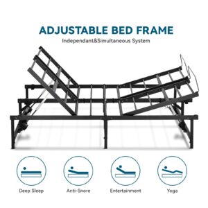 COMHOMA Adjustable Bed Frame King Bed Base with Remote Control, Independent Head and Foot Incline, Adjustable Bed Frames with Mattress Holder, Bed Base Only King-73