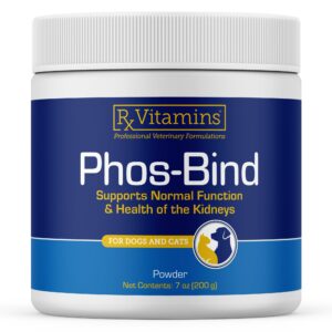 rx vitamins phos-bind - kidney support supplement powder - phosphate binder for cats & dogs for kidney health - supports normal kidney cleanse and essential kidney care - 200g