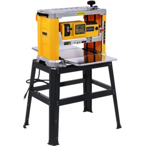 benchtop planer, three-solid steel blade benchtop thickness planer, 20,000 rpm, 15-amp, corded, dust removal system (planer with stand)