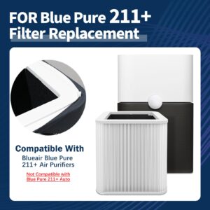 Lantiny 211+ Replacement Filter Compatible with Blueair Blue Pure 211+ Air Cleaner Purifier，Particle and Activated Carbon Replacement Filter，2 Pack