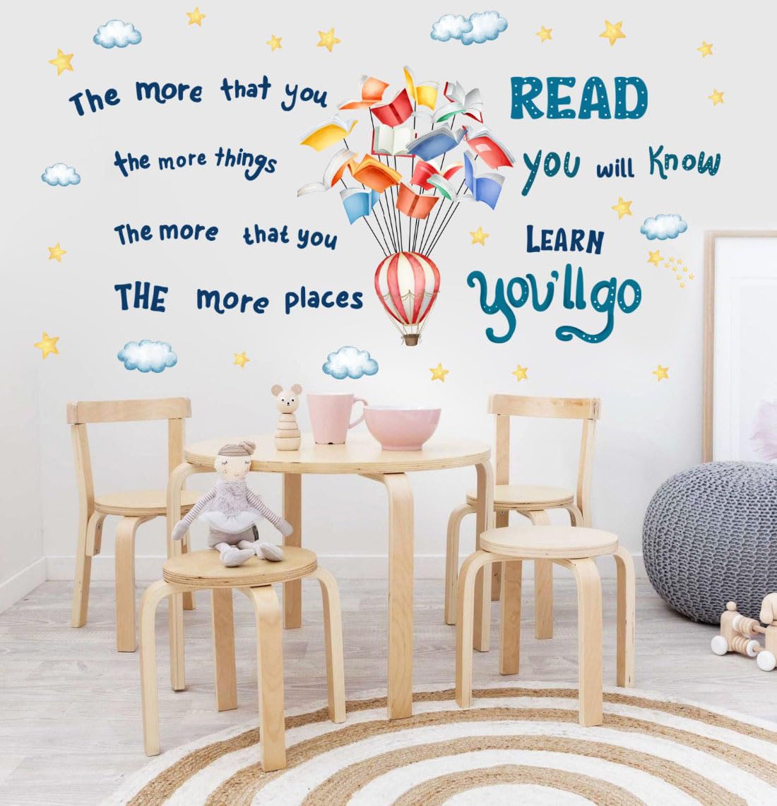 YIMEHDAN Reading Book Wall Decal,The More That You Read The More Things You Will Know Inspirational Quote Vinyl Wall Stickers, Removable Educational Reading Artwork for Classroom Office Library Decor