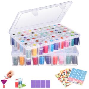 willinglong 1 pack diamond art storage containers set, grids bead organizer box with diamond painting accessories labels for diamond art diy dot craft bead jewelry storage