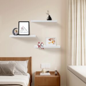 Upassion White Floating Shelves for Wall Set of 3, 16" White Wall Shelves for Home Decor, Frame Display Wall Mounted White Floating Shelf for Living Room, Bedroom, Bathroom, Kitchen