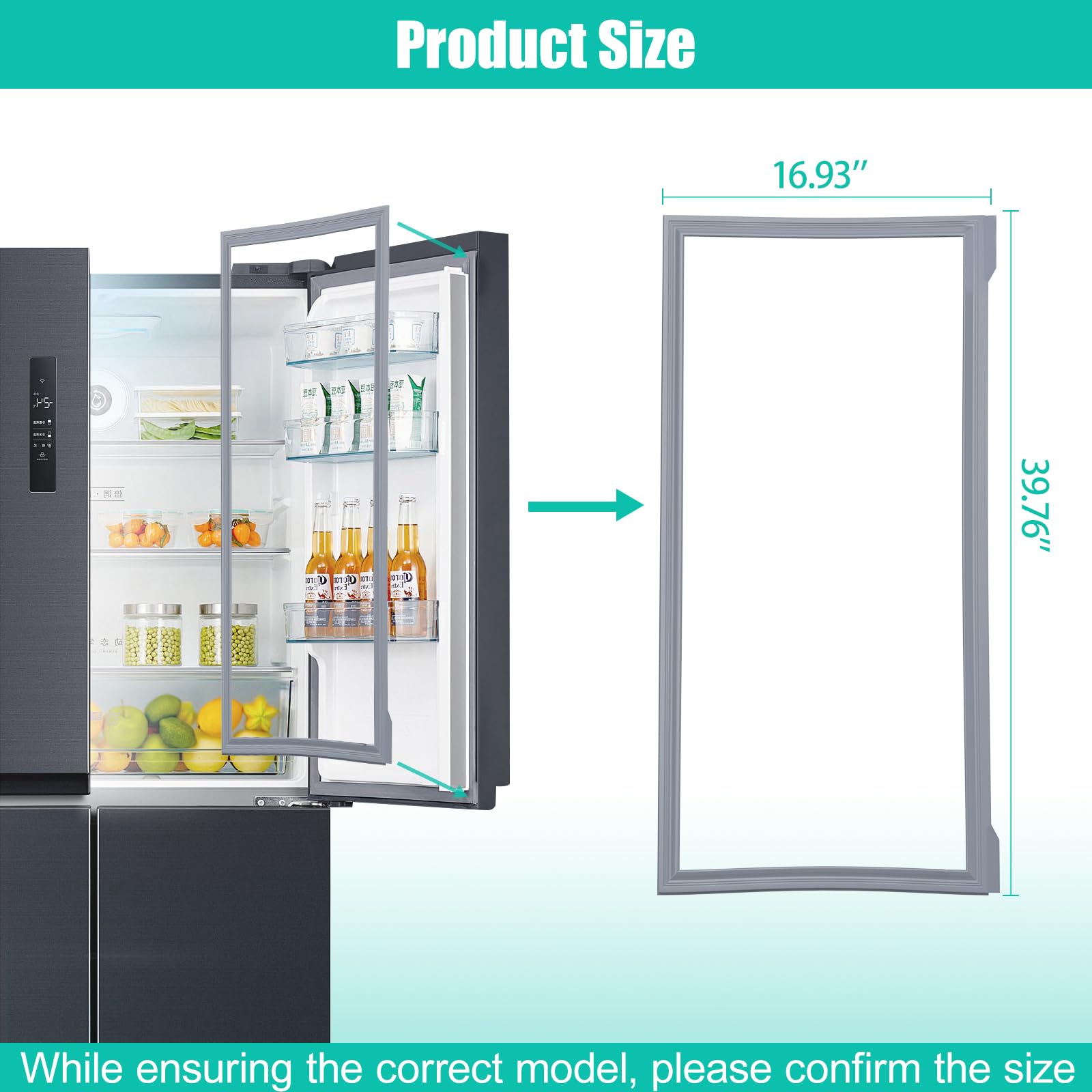 Upgraded W10830162 Refrigerator Door Gasket Replacement Compatible with Whirlpool Kenmore KitchenAid Refrigerator Freezer Door Gasket Refrigerator Door Seal Part 12723206AP, W10179332