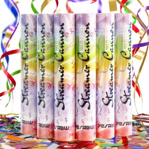 streamer poppers confetti cannon, 6pack yeshow shiny multicolor streamers party poppers for graduation, birthday, wedding