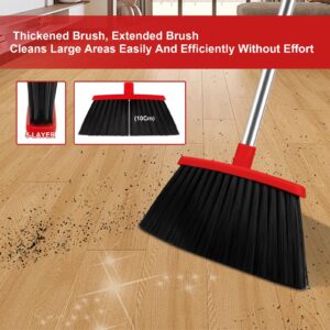 UDUK Broom and Dustpan Set for Household, Red House Broom with Dustpan Combo Set, 51” Long Handle Broom with Dustpan for Dog Cat and Hair Clean