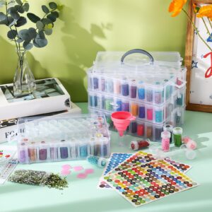 Willinglong Diamond Painting Storage Containers with 208 Grids Bead Organizer with Diamond Painting Accessories for Diamond Art Storage DIY Diamond Art Craft Jewelry Bead Storage