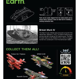 Metal Earth British Mark IV Tank 3D Metal Model Kit Fascinations