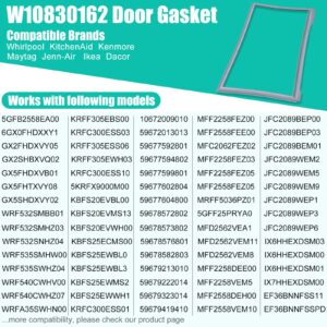 Upgraded W10830162 Refrigerator Door Gasket Replacement Compatible with Whirlpool Kenmore KitchenAid Refrigerator Freezer Door Gasket Refrigerator Door Seal Part 12723206AP, W10179332