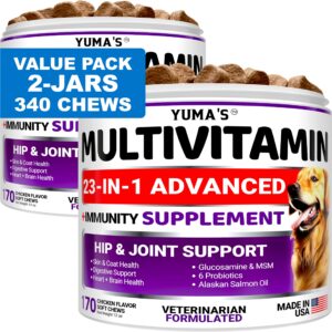 2-pack dog multivitamin chewable with glucosamine - dog vitamins and supplements - senior & puppy multivitamin for dogs - hip & joint support - immune health, skin, heart, digestion, probiotics