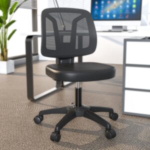 ttd tiantianda armless swivel mesh computer office desk chair height adjustable with lumber support for small spaces, black