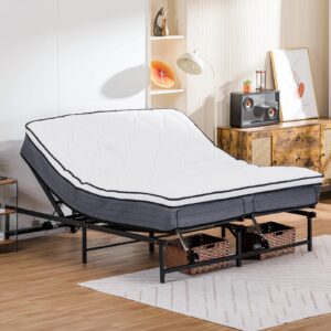 comhoma adjustable bed frame king bed base with remote control, independent head and foot incline, adjustable bed frames with mattress holder, bed base only king-73