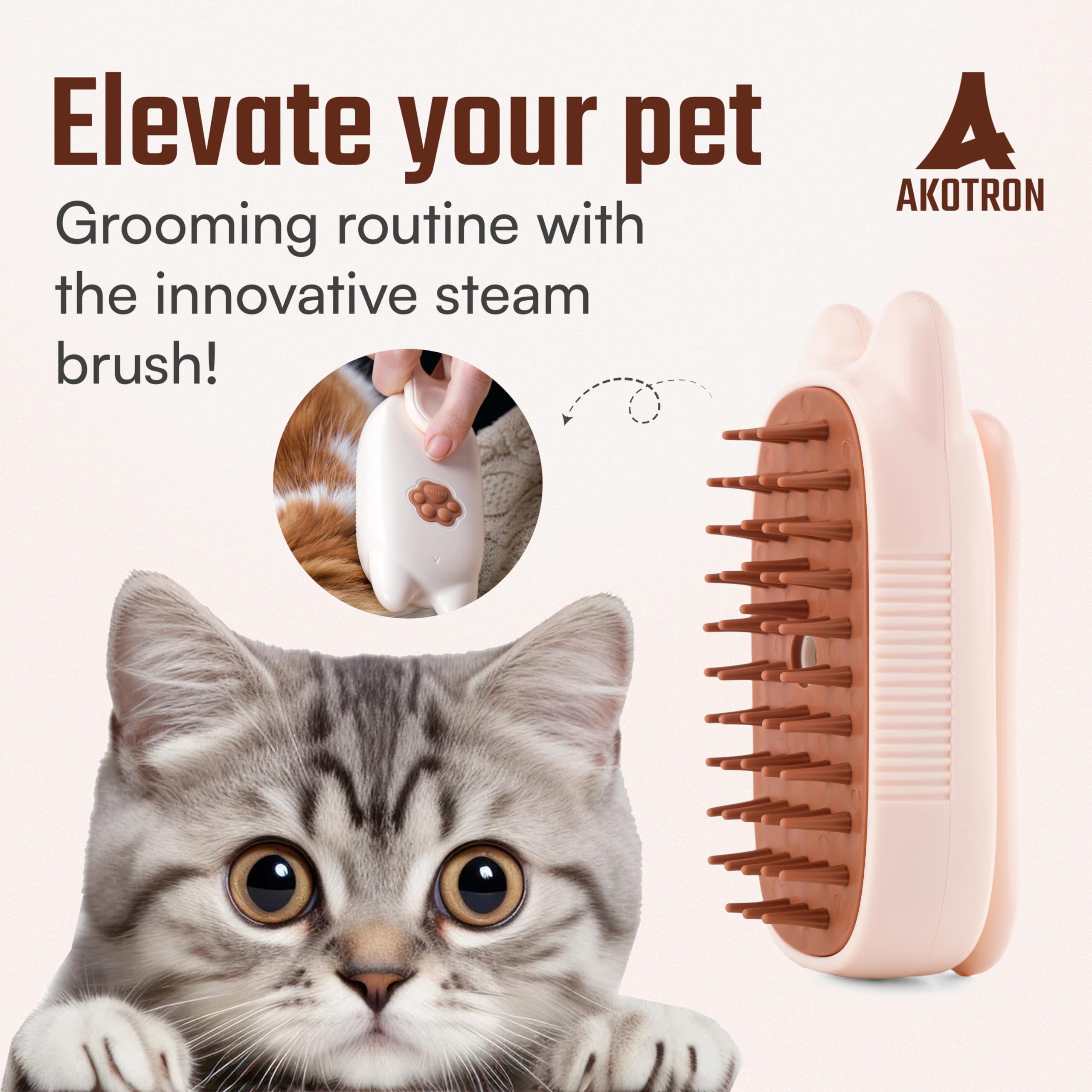 Cat Steam Brush - 2024 New Rechargeable 3-in-1 Hair Comb Self-Cleaning Pet Grooming Tool for Long and Short Hair Cats and Dogs, with Steamy Massage Shedding Relief