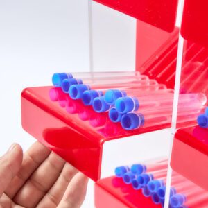 CiaoHER Clear Acrylic Tube Rack 9 Compartment Wall Mounting or Countertop with Pull-out Trays for Each Compartment, 12" W x 5.5" D x 16" H