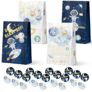 celee 24-pack space party goodie bags with stickers - ideal for kids' birthdays, baby showers, and space themed parties