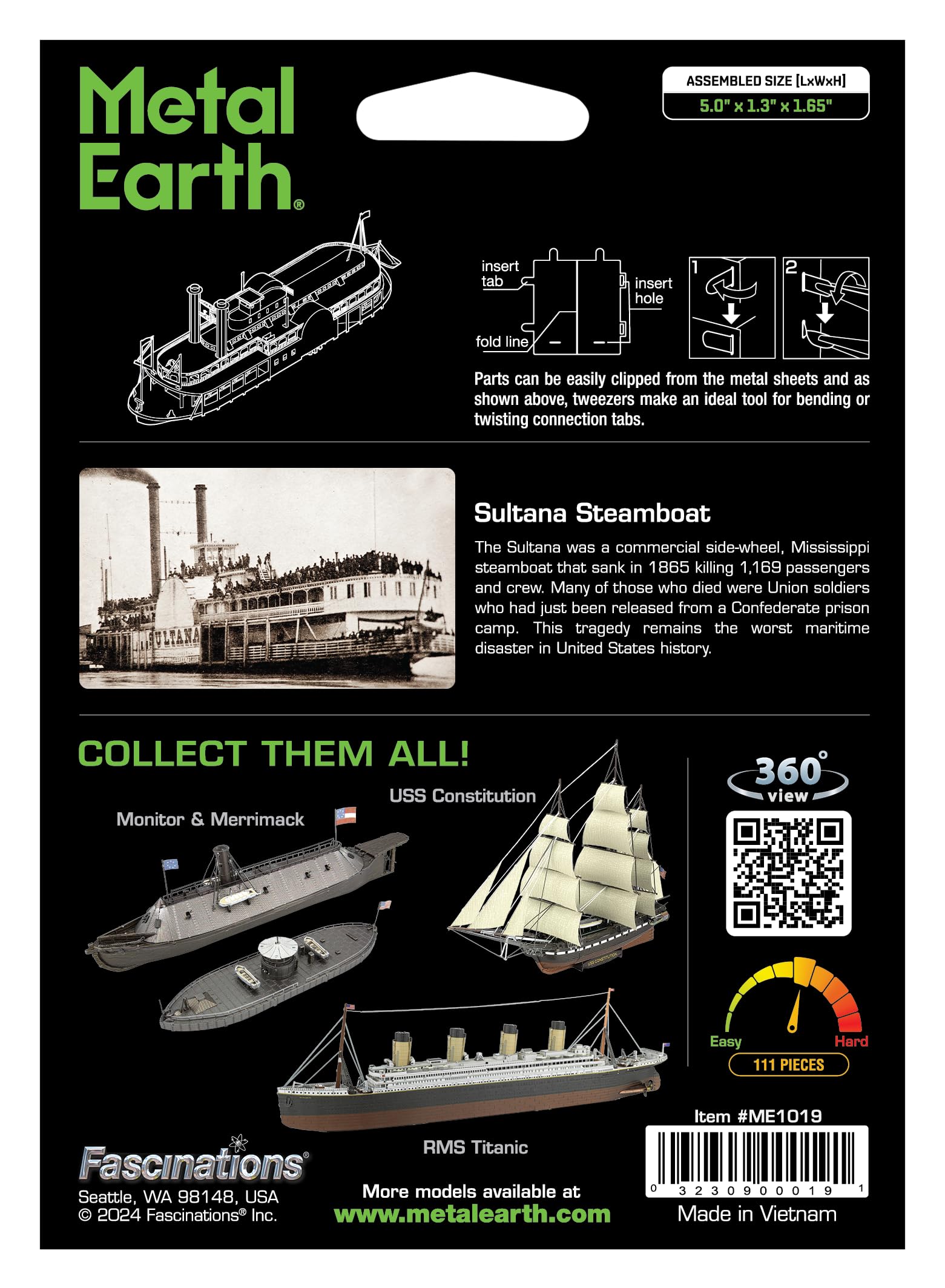 Metal Earth Sultana Steamboat 3D Metal Model Kit Fascinations