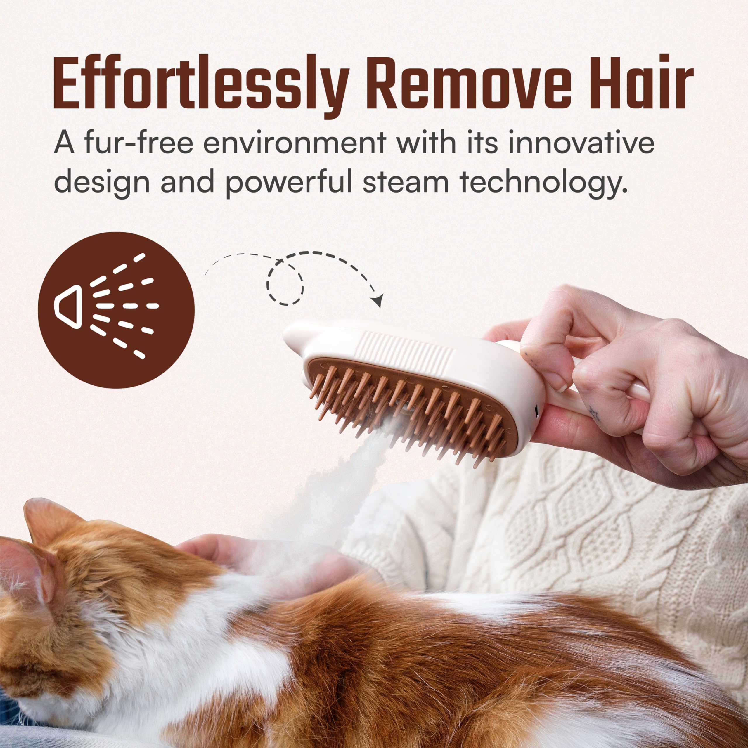 Cat Steam Brush - 2024 New Rechargeable 3-in-1 Hair Comb Self-Cleaning Pet Grooming Tool for Long and Short Hair Cats and Dogs, with Steamy Massage Shedding Relief