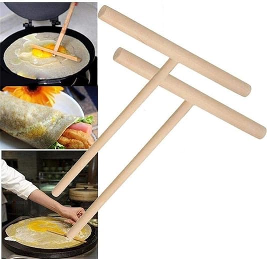 2 Pcs Wooden Crepe Maker Pancake Batter Spreader Stick Kitchen Cooking Utensils Tools for Restaurant Canteen Specially Supplies Practical Treatment Crepe Makers Specialty Appliances