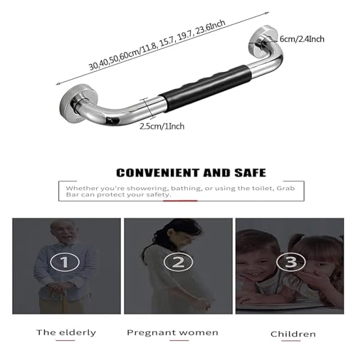 Grab Bar Bathroom Stainless Steel Bath Grab Rail Shower Safety Handrail Anti Slip Rubber Grip Balance Bar Handle for Elderly Disabled Children Kitchen