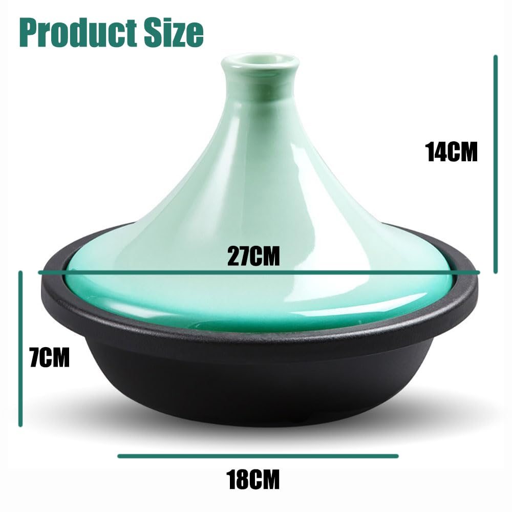 Xgxoz Tagine Pot for Cooking 27Cm Enameled Cast Iron Tagine Pot Ceramic Pots for Cooking, Non Stick Chemical Free Stew Casserole Slow Cooker