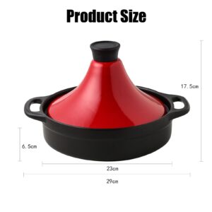 Xgxoz Enameled Tagine Pot, Tagine Pot for Cooking Stew Casserole Slow Cooker Cooking Pot with Ceramic Cone-Shaped Closed Lid