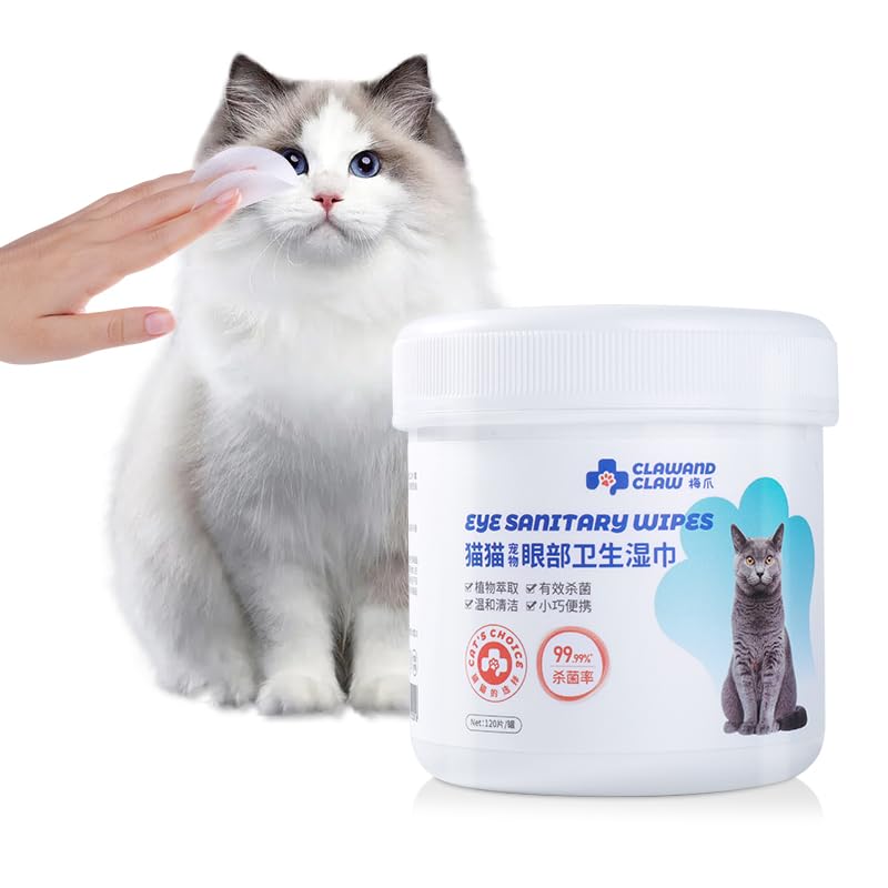 Eye Wipes for Cats & Dogs Universal Unscented Grooming Wipes for Eyes Gentle Tear Stain Remover Wipes for Discharge, Mucus Secretions and Crust Hypoallergenic Grooming Wipes for Pets Eyes 120 counts