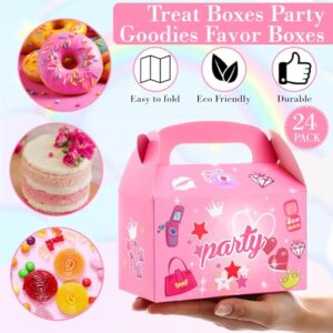 Motiskyy Blue Pink Goodie Bags Pink Candy Bags Gift Boxes with Handle for Birthday Party Bridal Shower(12 Pcs)