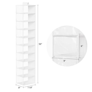 KEEGH Hat Rack with Dust Cover All-Round Protect 10 Shelf Hat Storage Hat Organizer for Baseball Caps, Visible Baseball Cap Organizer Hat Holder for Closet, Clear/White