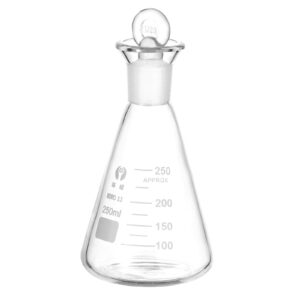 patikil erlenmeyer flask, 250ml 8.5oz narrow mouth graduated flasks with glass stopper borosilicate glass flasks with printed graduation for lab experiment chemistry science