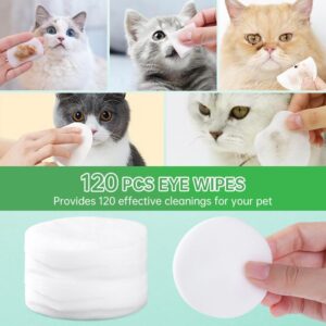 Eye Wipes for Cats & Dogs Universal Unscented Grooming Wipes for Eyes Gentle Tear Stain Remover Wipes for Discharge, Mucus Secretions and Crust Hypoallergenic Grooming Wipes for Pets Eyes 120 counts