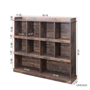 Runhippo 10 Shelf Bookcase Wood Bookcase Cube Storage Shelf Cube Organizer Shelves Bookshelf Storage for Bedroom Open Cube Bookshelf