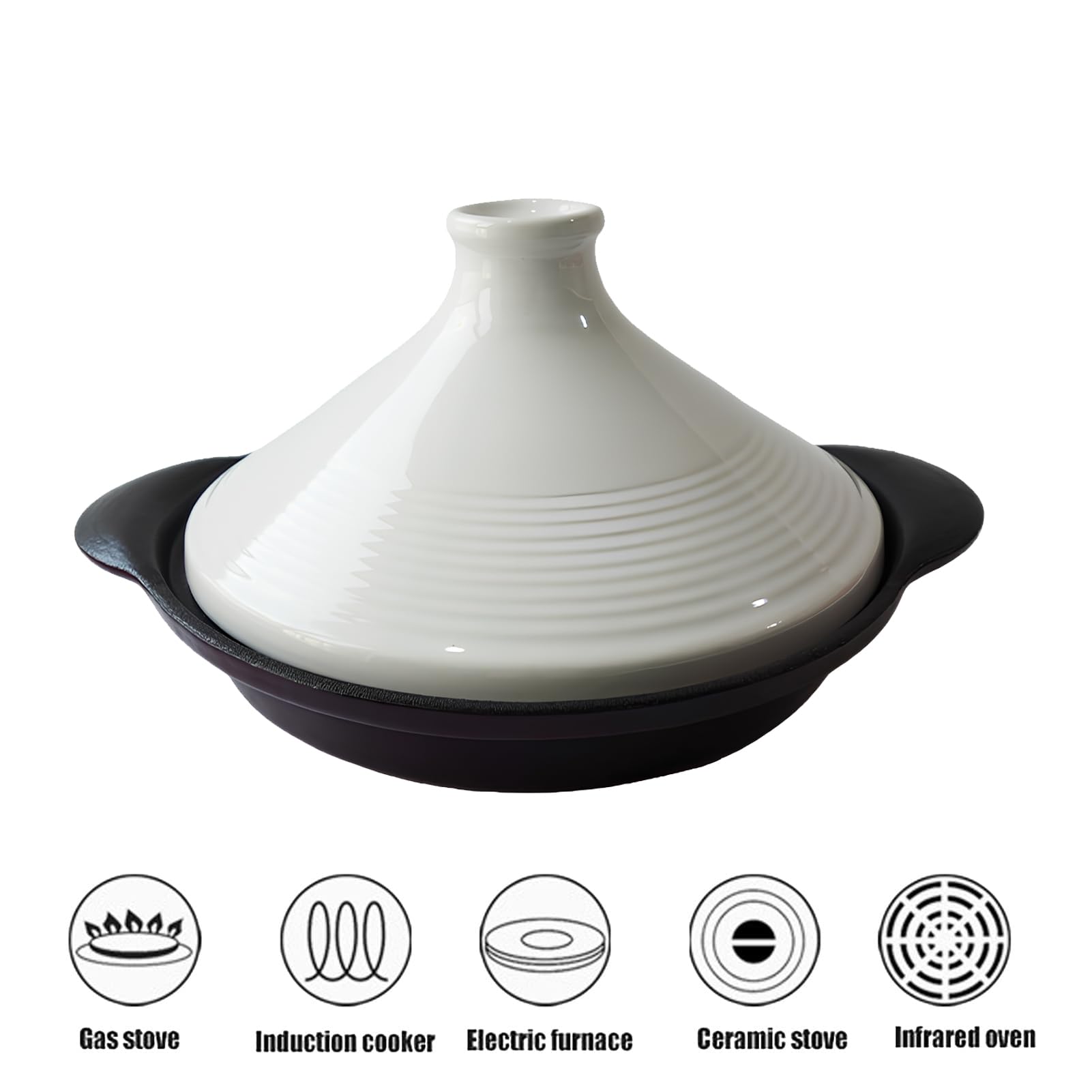 Xgxoz Tagine Pot for Cooking, Cooking Pot Casserole Pan with Enameled Cast Iron Base And Ceramic Cone-Shaped Lid, High-Quality Cookware, Non Stick Chemical Free