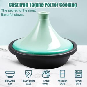 Xgxoz Tagine Pot for Cooking 27Cm Enameled Cast Iron Tagine Pot Ceramic Pots for Cooking, Non Stick Chemical Free Stew Casserole Slow Cooker