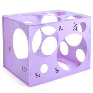 magipipe 16 holes plastic balloon sizer box cube, orchid bloom color collapsible balloon size measurement tool for balloon arches, balloon towers, balloon columns and balloon decorations (2-12 inch)