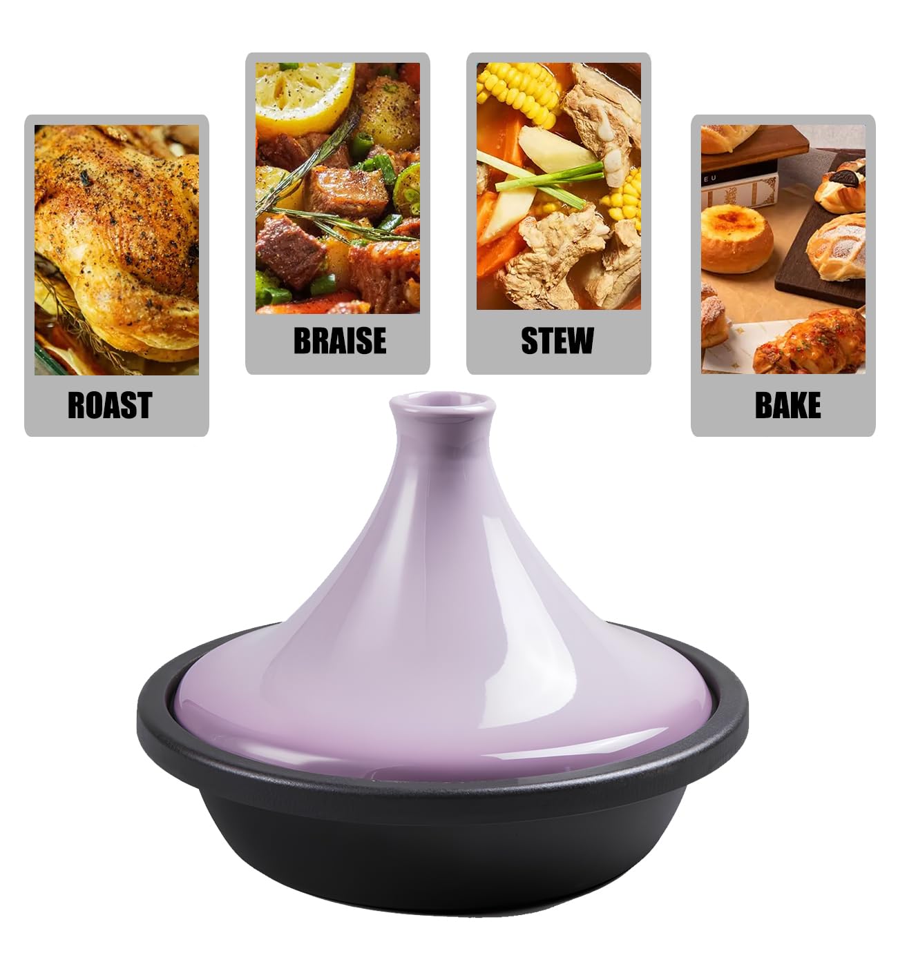 Xgxoz Tagine Pot for Cooking, Premium Cast Iron Cooking Pot Stew Casserole Slow Cooker for Different Cooking Styles