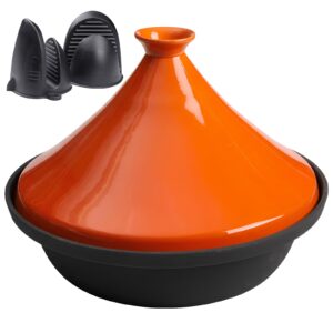 xgxoz enameled tagine, ceramic casserole ceramic pot cooking pot non stick round tagine with heat-resistant ceramics lid