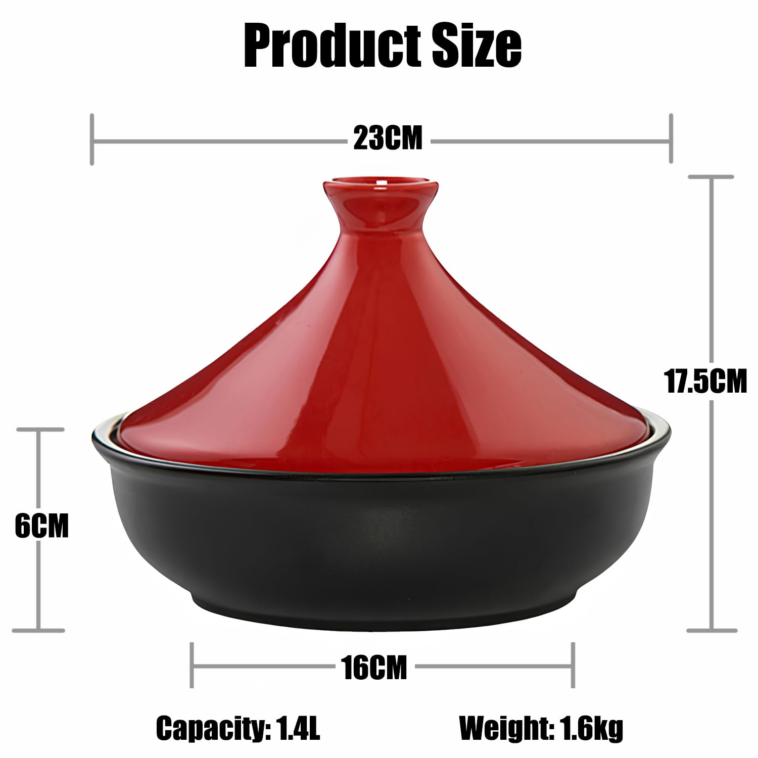 Xgxoz Enameled Ceramic Tagine Enameled Cooking Pot with Ceramic Cone-Shaped Closed Lid, Non Stick Enameled Casserole Tajine Pot for Home Kitchen Restaurant