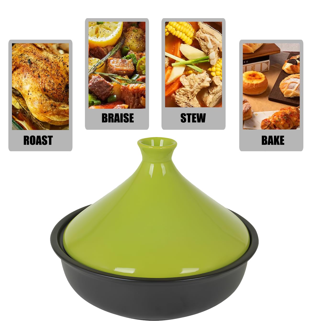 Xgxoz Ceramic Cooking Pot Non-Stick Tajine with Cone-Shaped Lid, Enameled Tajine Pot for Cooking And Stew Casserole