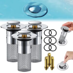 generic stainless steel floor drain filter washbasin plug, pop up sink drain filter, bathroom sink stopper hair catcher, bathtub sink strainer, floor drain filter for washbasin plug, bathroom (3)